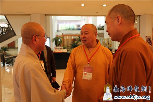 印顺大和尚与影谭长老亲切交谈 摄影:顿俊